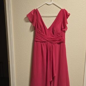 Azazie Fuchsia Maxi Dress with Ruffle Sleeves